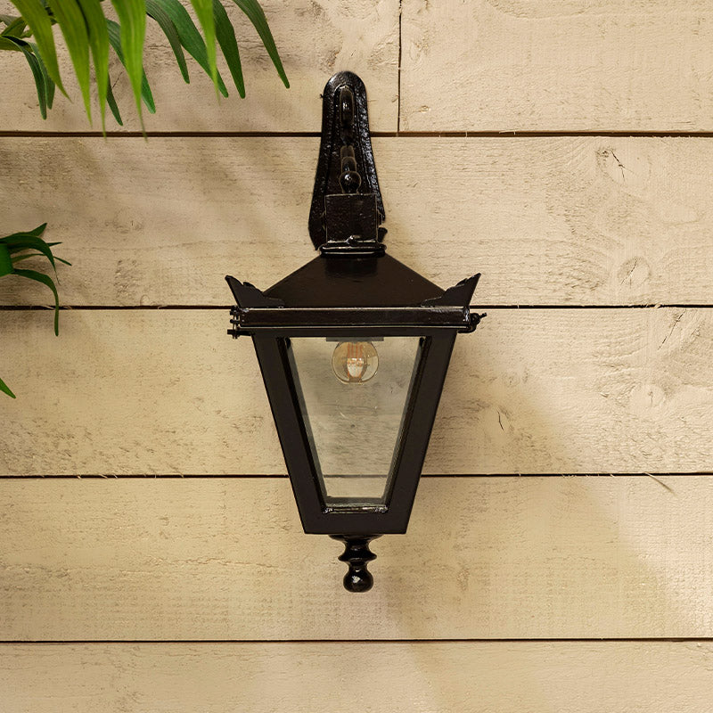 Victorian traditional cast iron downturned wall light 0.48m in height.