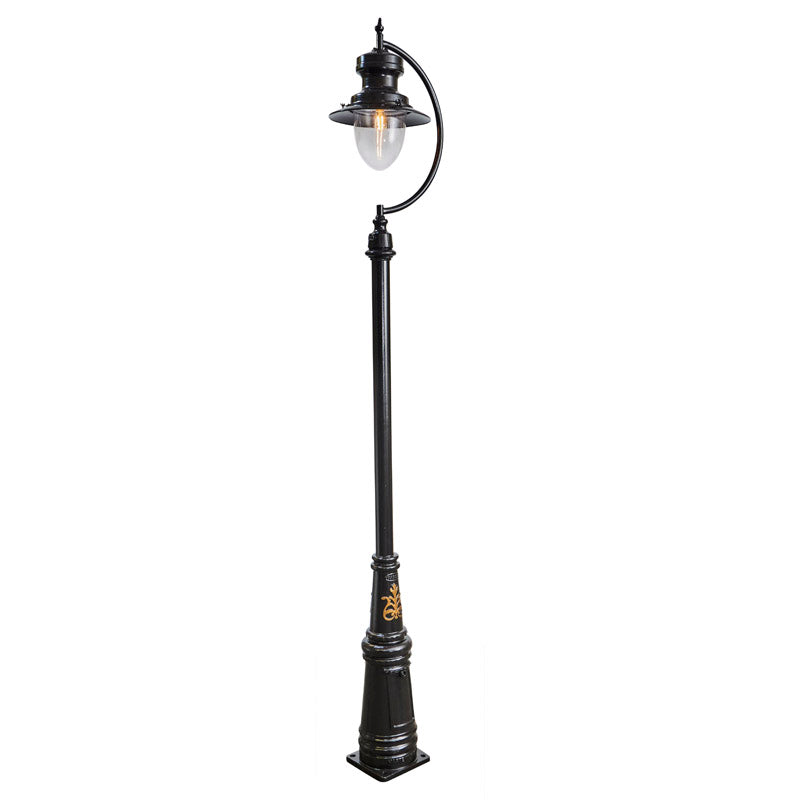 Vintage tear drop lamp post in cast iron and steel 3.7m (H501)