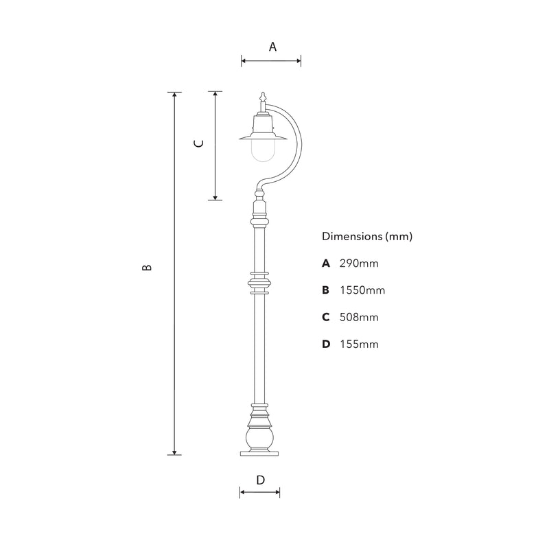 Tropfenförmiger Vintage-Laternenpfahl aus Kupfer, Gusseisen und Stahl, 1,5 m (H504C)