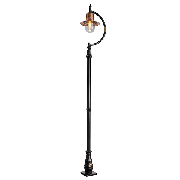 Vintage tear drop lamp post in copper, cast iron and steel 2.8m (H506C)