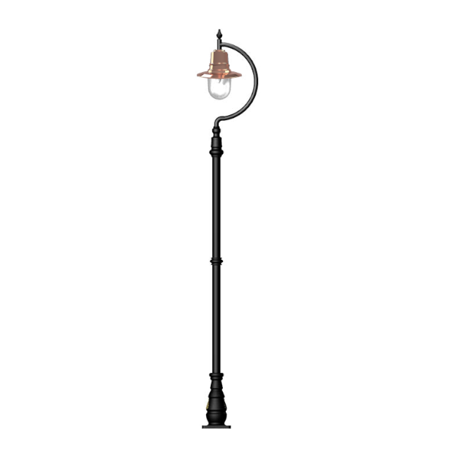 Vintage tear drop lamp post in copper, cast iron and steel 2.8m (H506C)
