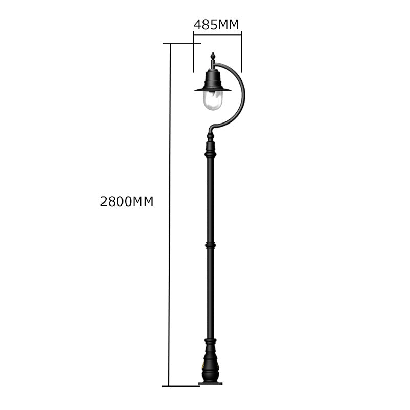 Vintage tear drop lamp post in cast iron and steel 2.8m in height.
