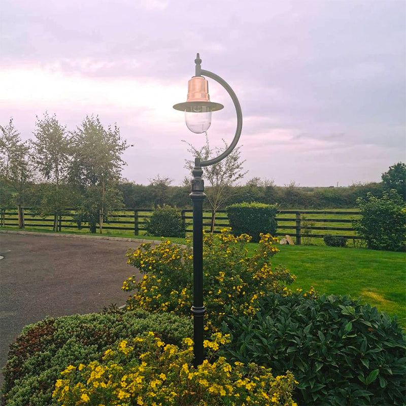 Vintage tear drop lamp post in copper, cast iron and steel 2.5m in height