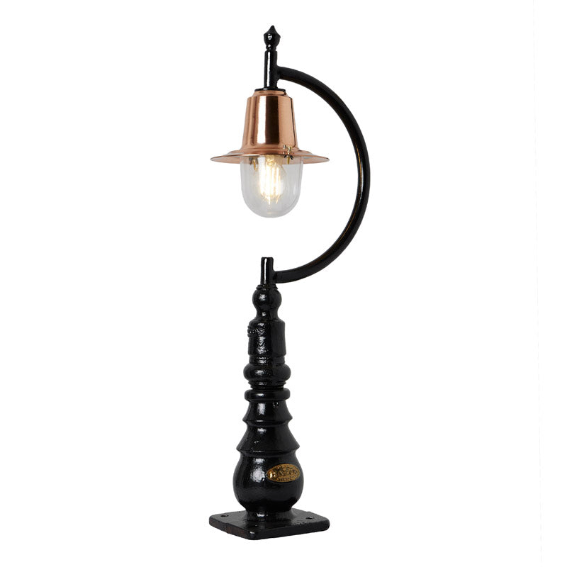 Vintage tear drop pedestal light in copper and cast iron 0.82m (H509C)