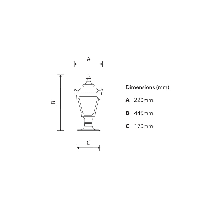 Luminaire de jetée traditionnel victorien en fonte pour chapeaux de jetée plats 0,4 m (H052)