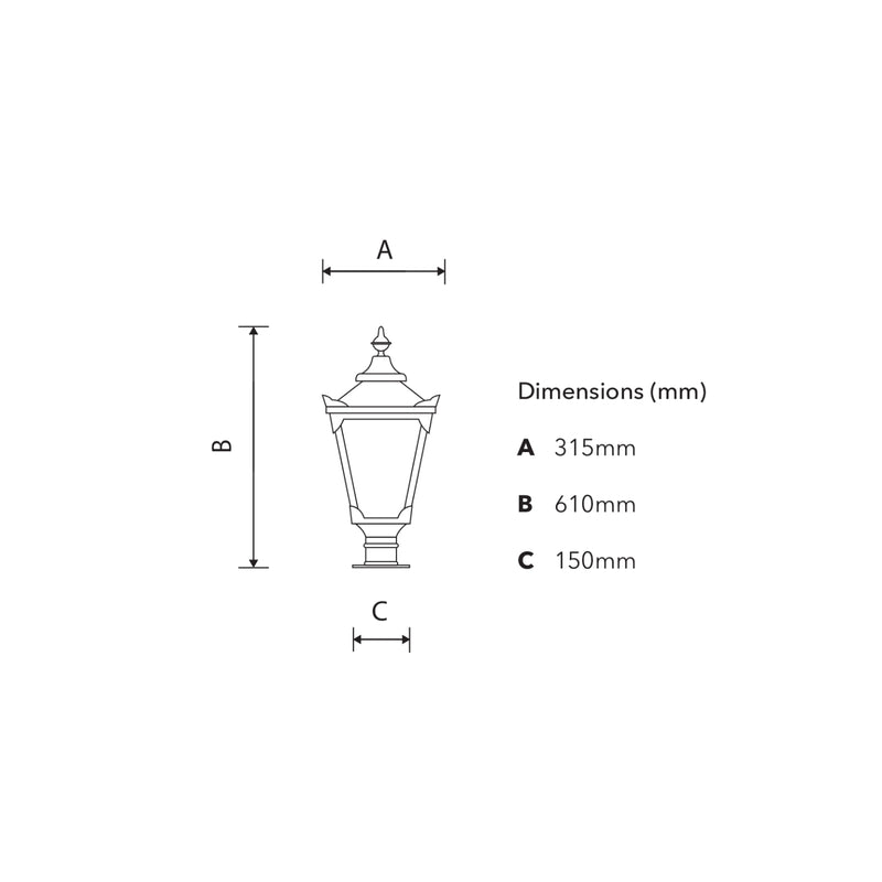 Luminaire de jetée traditionnel victorien en fonte pour chapeaux de jetée étroits 0,6 m (H053)