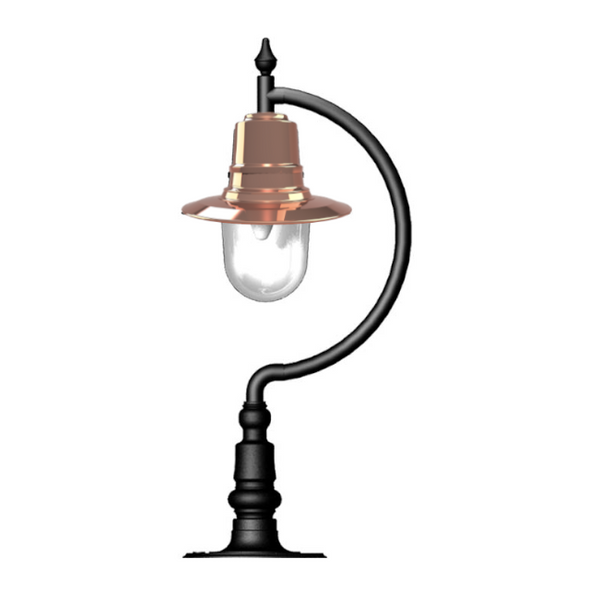 Vintage tear drop pier light in copper, cast iron and steel 0.98m in height for flat piers