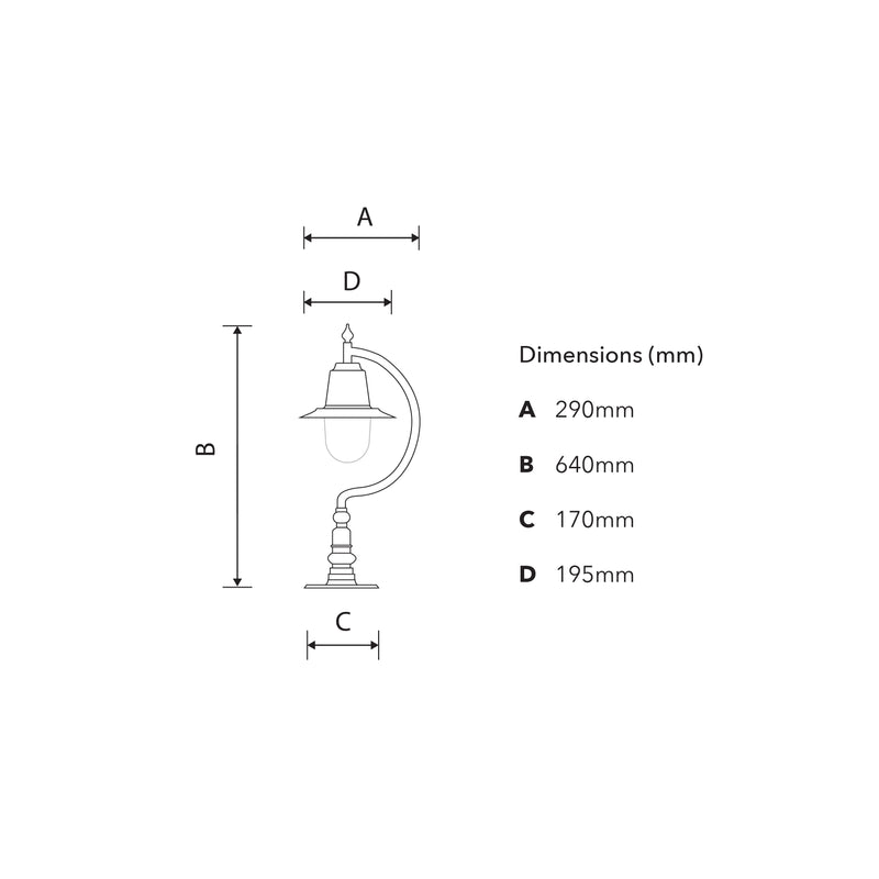 Vintage tear drop pier light for flat piers 0.64m (H552)