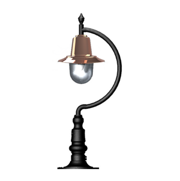 Vintage tear drop pier light in copper, cast iron and steel 0.64m in height for flat piers
