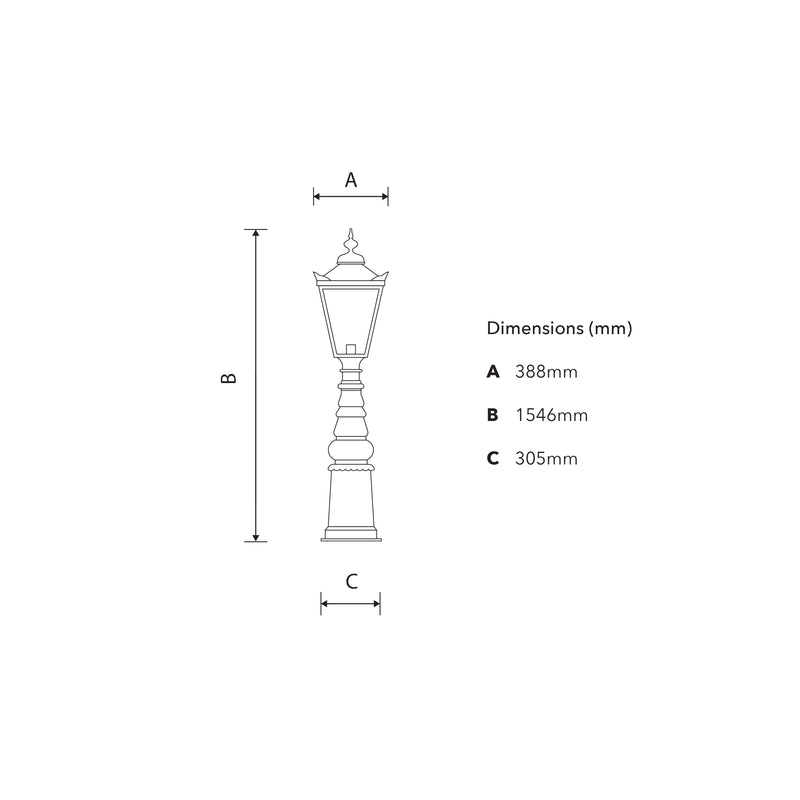 Viktorianische traditionelle Gusseisen-Sockelleuchte 1,54 m (H813)