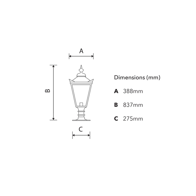 Victorian traditional cast iron pier light for flat pier caps 0.83m (H851)