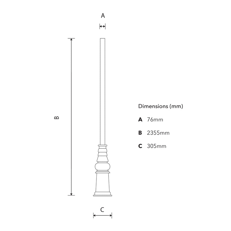 Traditionelle Laternenpfahlsäule 2,36 m (LC012)