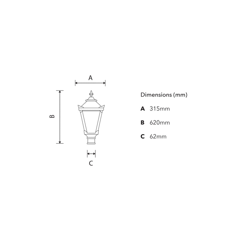 Victorian Traditional lantern in cast iron - 62mm I.D. (LN002)
