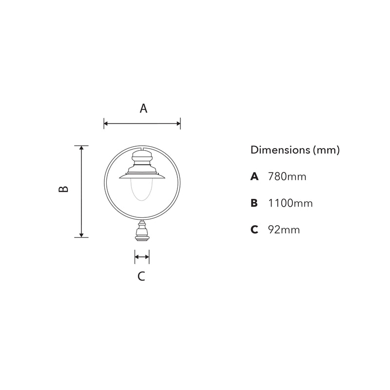 Classic railway lantern - 92mm inside diameter (LN301)