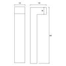 Modern L shaped bollard light 0.8m (T102)