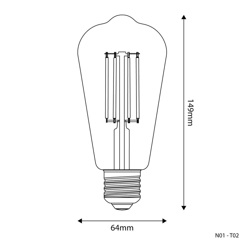 LED-Glühbirne, klar, Edison, E27, 7 W, 2700 K (BBT02)