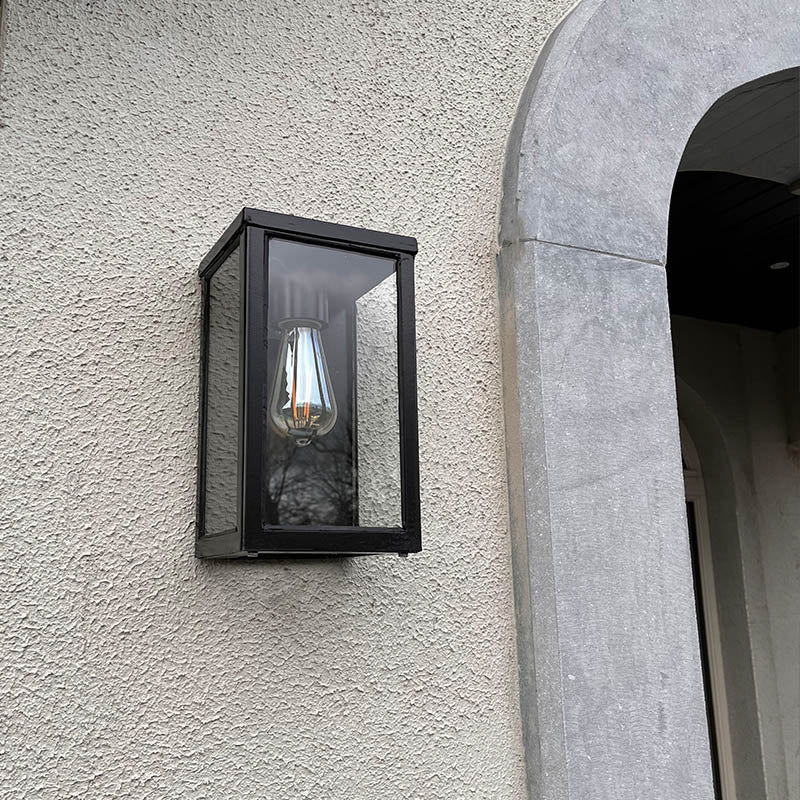 Contemporary flushed mounted wall light in galvanised steel 0.29m in height.