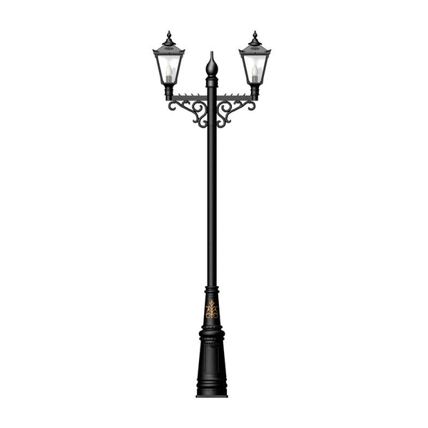 Victorian style large double headed lamp post in cast iron 3.3m in height