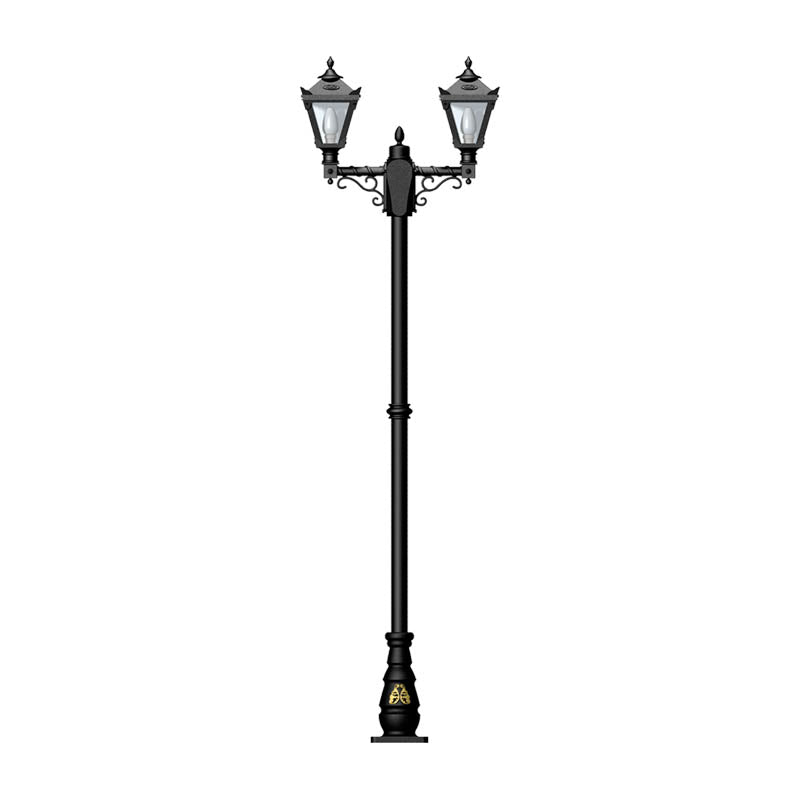 Victorian style medium double headed lamp post in cast iron 2.47m in height