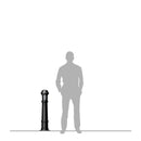 Decorative bollard light in cast iron with a frosted lens 0.95m in height.