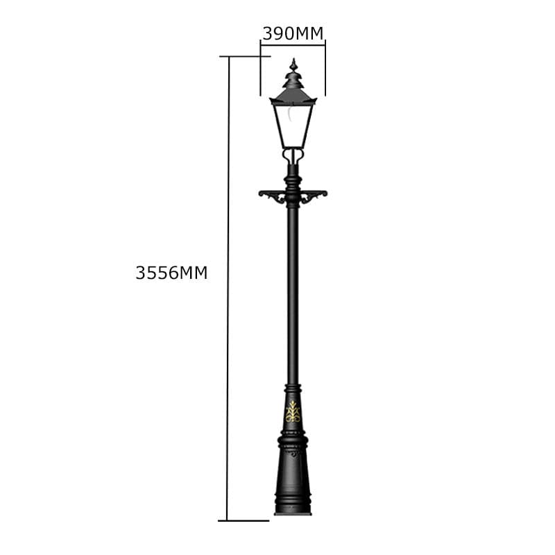 Victorian traditional cast iron lamp post 3.5m in height.