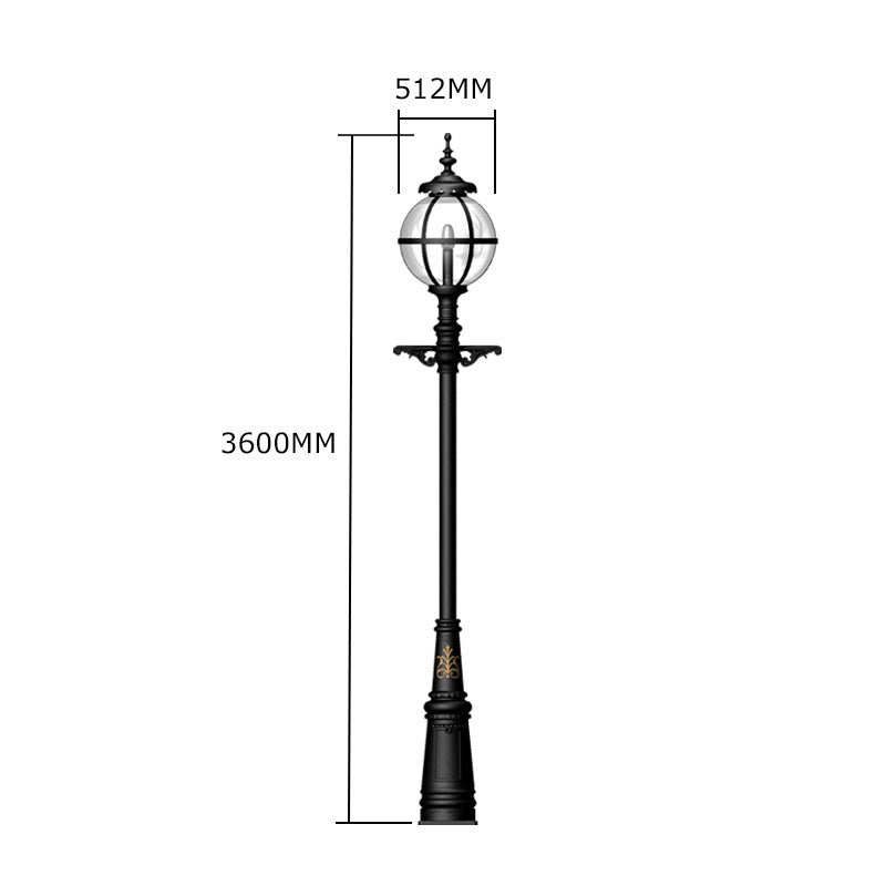 Victorian globe lamp post in cast iron 3.6m in height.