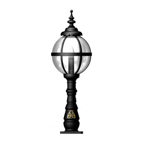 Victorian globe pedestal light in cast iron 1.1m in height.