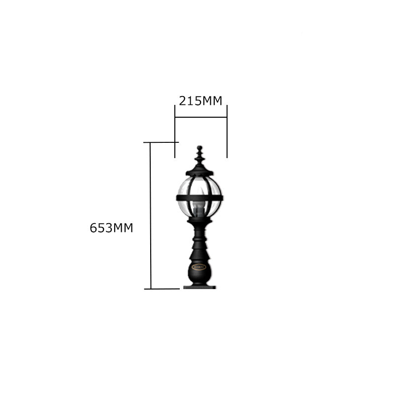 Victorian globe pedestal light in cast iron 0.65m in height.