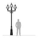 Victorian style globe lamp post triple headed in cast iron 3.6m (H233)