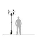 Victorian style globe lamp post double headed in cast iron 2.47m (H236)