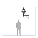 Large Victorian style globe wall light in steel with decorative arm 1.47m (H240)