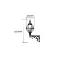 Victorian globe wall light in cast iron 1.05m in height with decorative arm.