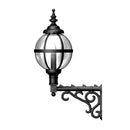 Victorian globe wall light in cast iron 1.05m in height with decorative arm.