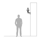 Victorian globe wall light in cast iron 0.59m in height with decorative arm.