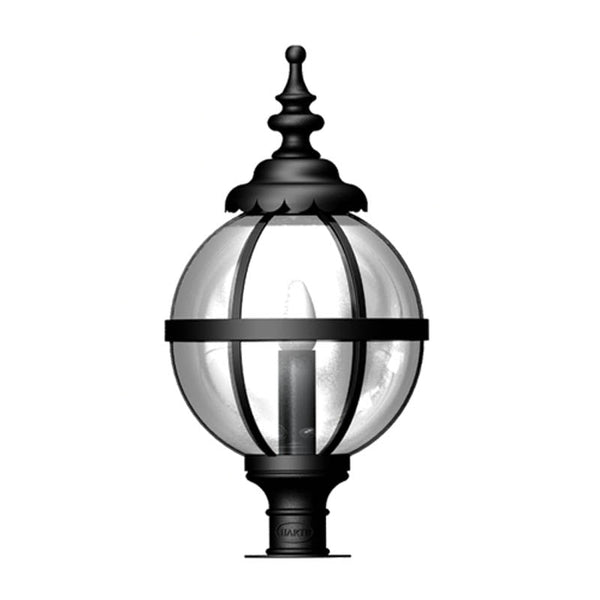 Victorian globe pier light in cast iron 0.71m in height for narrow pier caps.