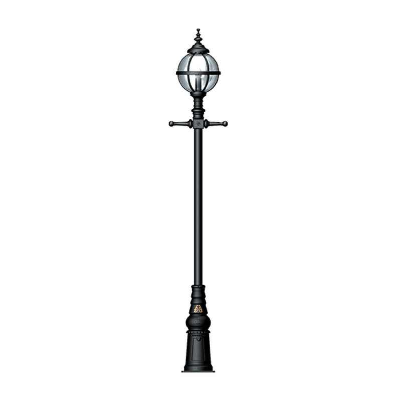Victorian style globe lamp post in cast iron 3m in height.