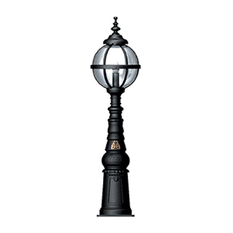 Victorian style globe pedestal light in cast iron 1.59m in height.
