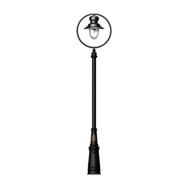 Classic railway style lamp post in cast iron and steel 3.65m in height.