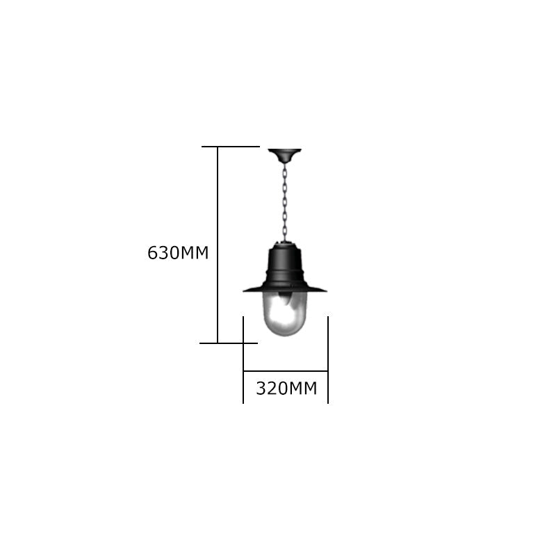 Classic railway style hanging light 0.33m in height with chain.
