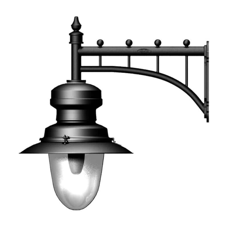 Large classical railway style wall light in cast iron and steel 0.8m in height.
