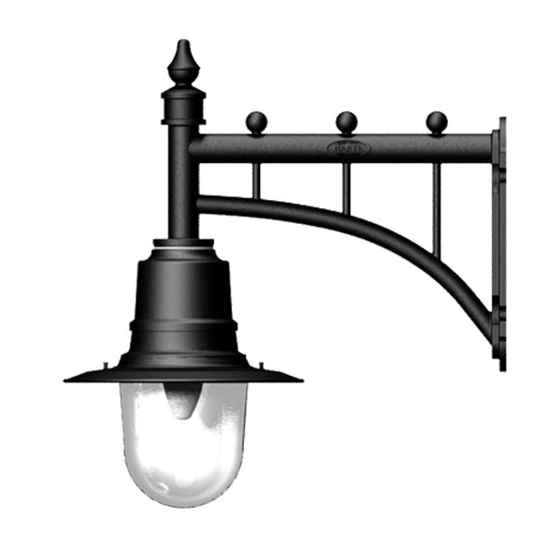 Classic railway style wall light in cast iron and steel 0.62m in height.