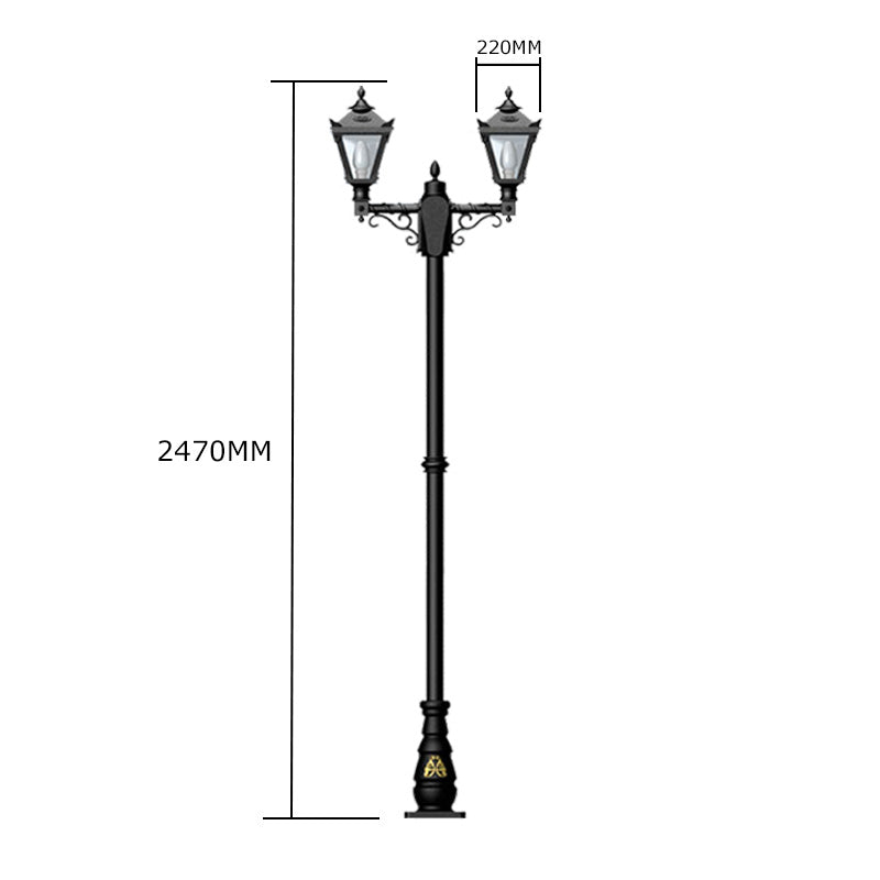 Victorian style medium double headed lamp post in cast iron 2.47m in height