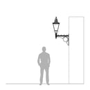 Large Victorian traditional in steel wall light 1.47m in height with decorative arm.