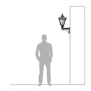 Victorian traditional cast iron wall light 0.58m in height with decorative arm.