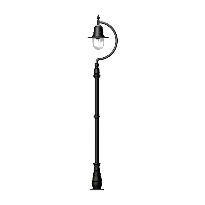 Vintage tear drop lamp post in cast iron and steel 2.5m in height.