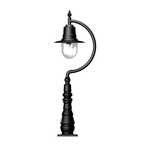 Vintage tear drop pedestal light in cast iron and steel 1.3m in height.
