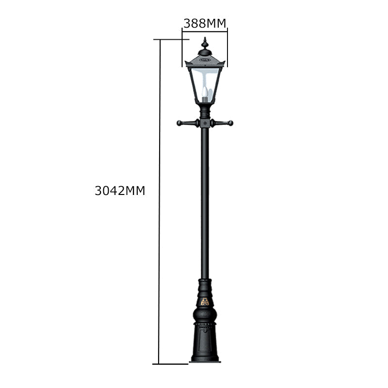 Victorian traditional cast iron lamp post 3m in height.