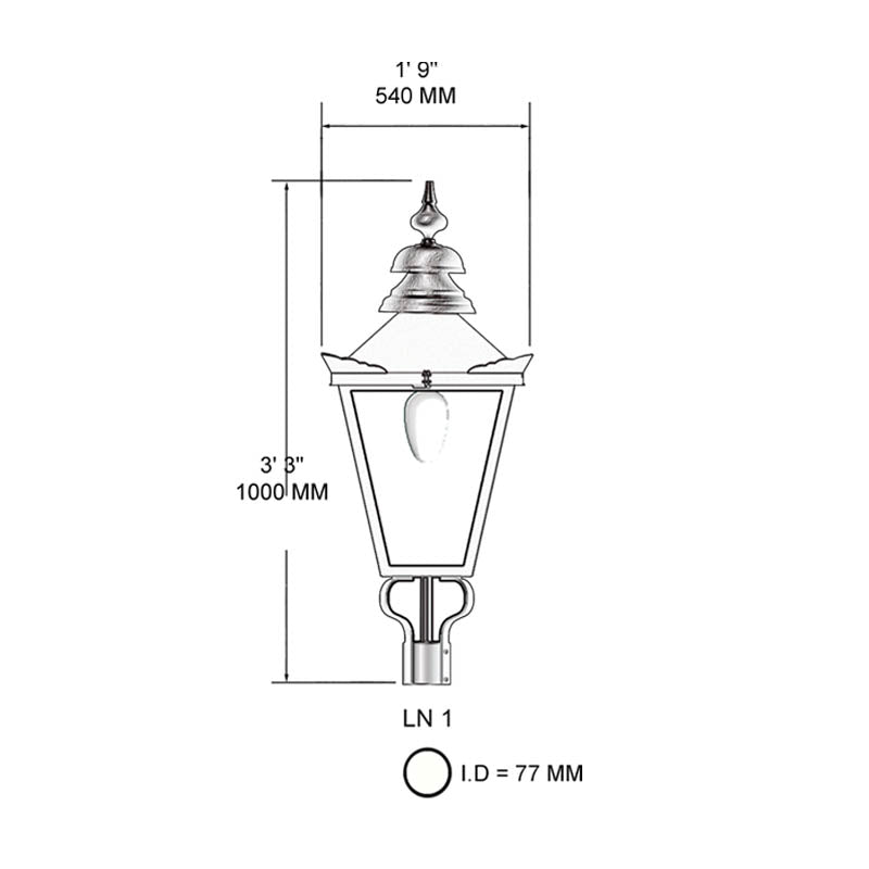 Victorian Traditional lantern - 77mm inside diameter
