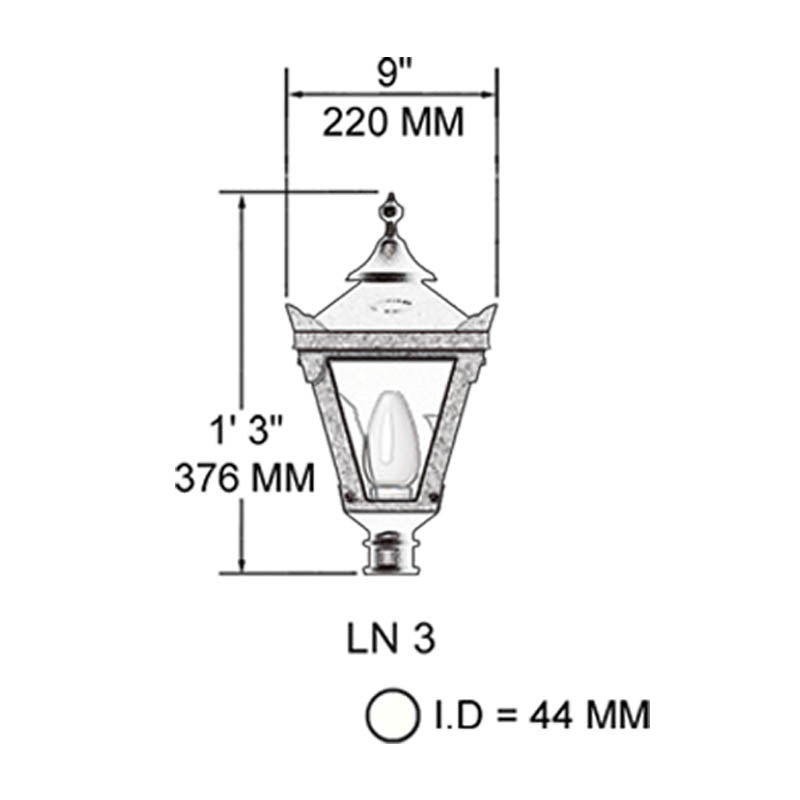 Victorian Traditional lantern in cast iron - 44mm inside diameter