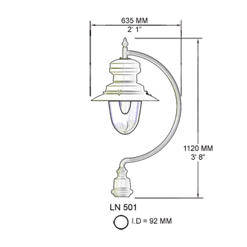 Vintage tear drop lantern - 77mm inside diameter (LN501)
